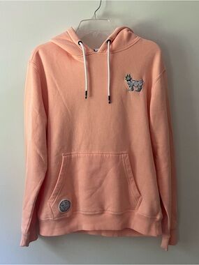GOAT USA Hoodie Sweatshirt Oversized Small Peach Orange Embroidered Lacrosse